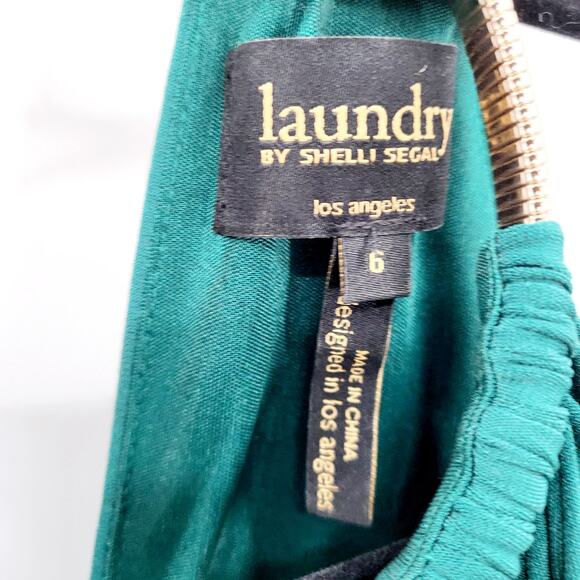 Vtg Laundry Shelli Segal Emerald Green Bodycon Sleeveless Twist Front Dress Sz 6 - Picture 9 of 11